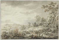 X 040-26
<br/>
Een hinderlaag
<br/>
<em>Langendijk, Dirk (1748-1805)</em>